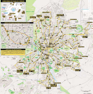 Carte du reseau de bus de nuit Búhos de Madrid