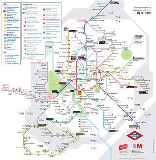 Carte du reseau de metro de Madrid